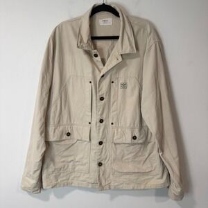P&Co Mens Service Overcoat Chore Jacket XXL Beige Cotton Canvas Utility Coat